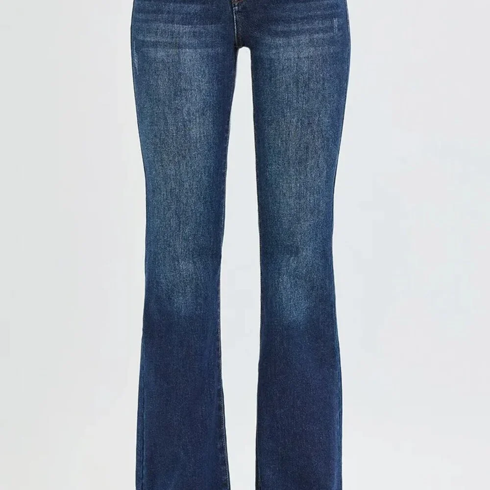 RISEN Full Size Tummy Control Mid Rise‎ Flare Jeans Plus Size
